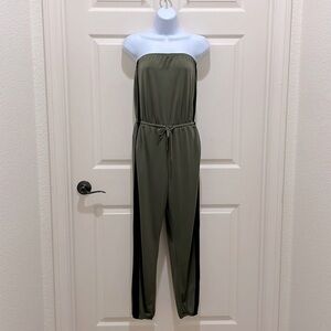 Express Olive Green Tube Top Jogger Jumpsuit